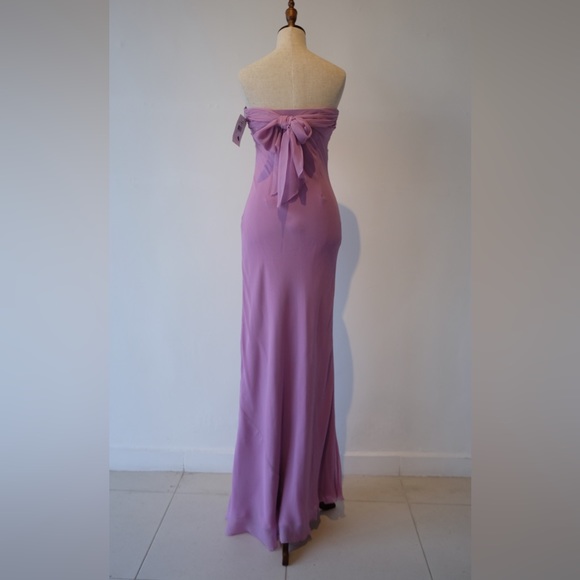 Nicole Miller Lilac Silk Maxi strapless Dress Size 8 NWT - Picture 1 of 9